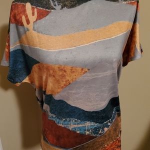 Womens multi-color top, short sleeve, brand new, size Large